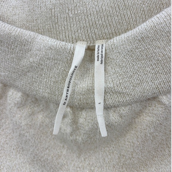 Anthropologie NEW Cream Metallic Knit Side-Slit Midi Skirt - Size‎ Large - Picture 9 of 11